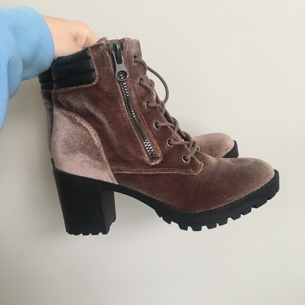 Madden Girl Velvet Combat Boots